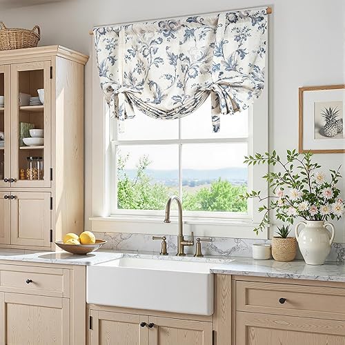 Miniatura 2 de jinchan Cortina de cenefa gris de tejido de sarga de 54 pulgadas, cenefa de lino sintético, cenefa de ventana ajustable para sala de estar, baño,