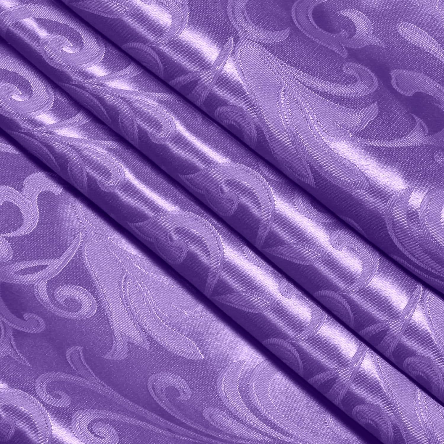 VACVELT Damask Jacquard Satin Fabric by The Yard, 60 Inch Wide Lavender Satin Fabric Shiny Cloth Fabric, Silky Brocade Fabric for Bridal Dress, Wedding Decorations, Crafts, Sewing, Draping (10 Yards)