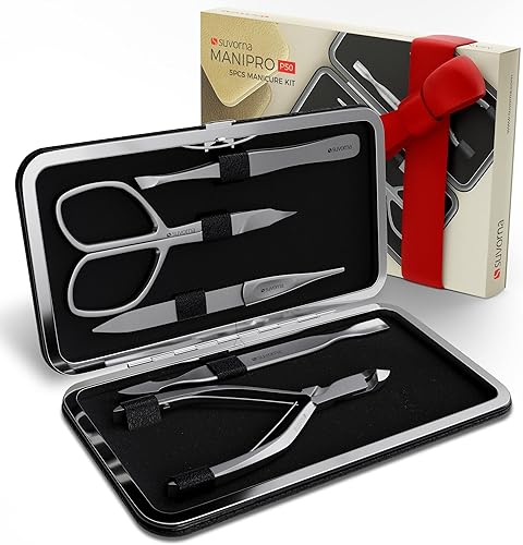 Kit de manicura con cortaúñas, tijeras de uñas, empujador de cutículas, lima de uñas y pinzas, fabricado con acero inoxidable, kit profesional de
