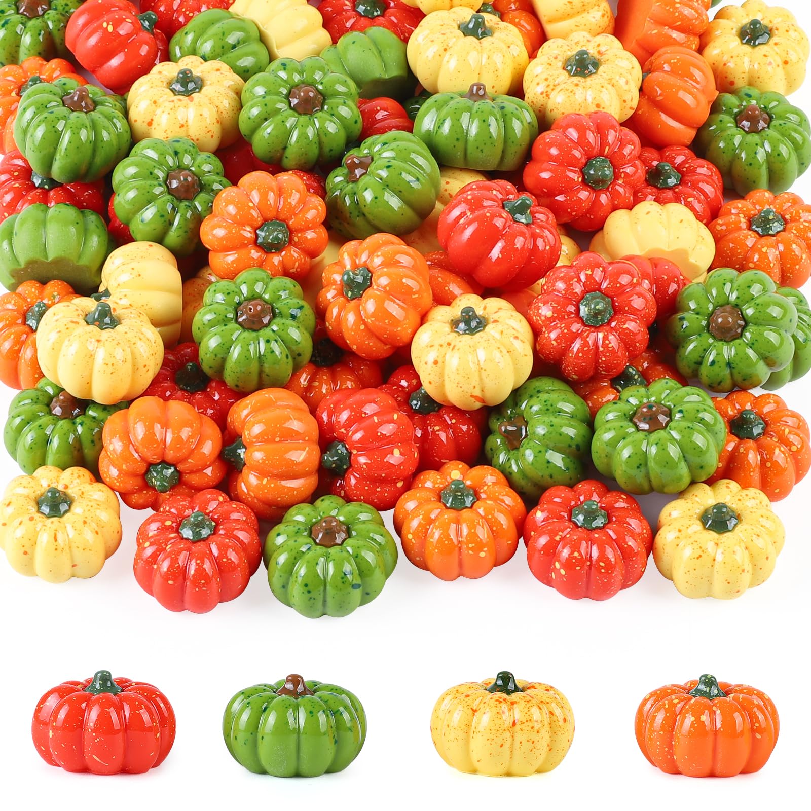 YiYa 90Pcs Mini Pumpkin Decorations Fall Harvest Mini Pumpkins (Colorful)