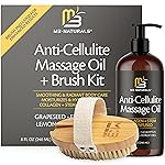 Anti Cellulite Massage Oil and Firm Dry Brush Kit | Collagen & Stem Cell Skin Tightening Kit | Radiant Body Care Kit for Women by M3 Naturals