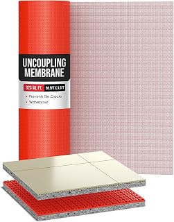 Houseables Uncoupling Membrane, Tile Underlayment, Tile Membrane, Flooring Underlayment, for Floor, Decoupling, Anti Fracture, Waterproof, Anti Crack, Vapor, 1/8" Thick, 3.3 ft x 98.5 ft / 323 Sq Ft