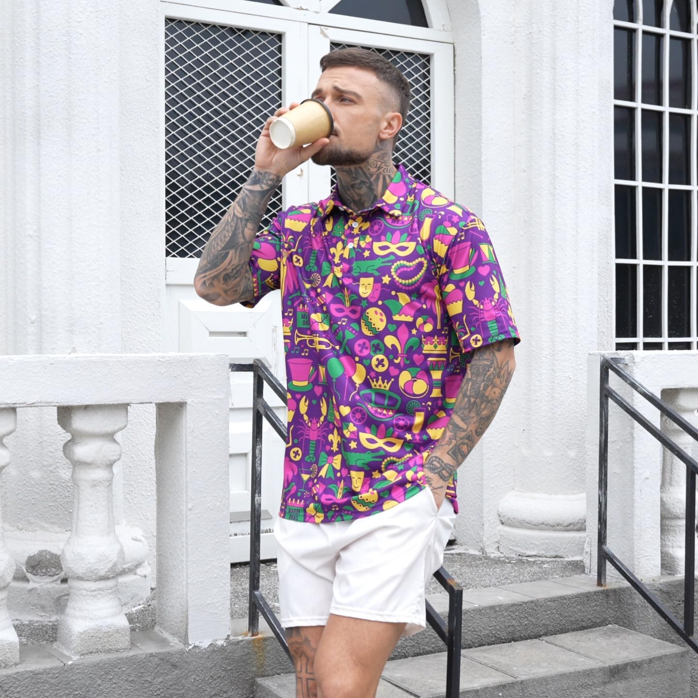 Men Hawaiian Shirts Floral Button Down Shirt Tropical Holiday Beach Shirts Summer Short Sleeve Shirt