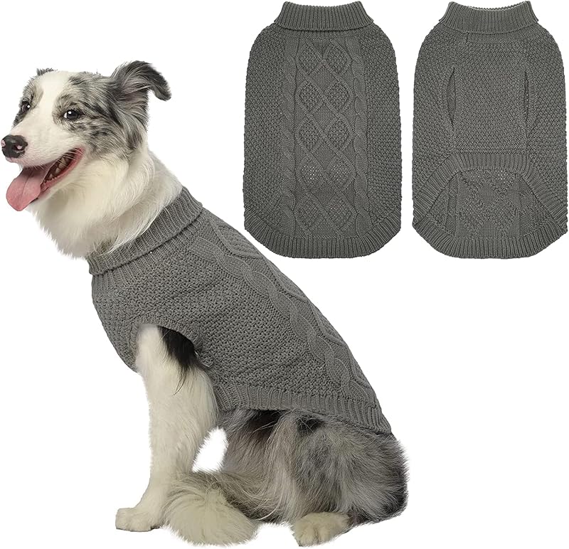 Suéter para Cães Mihachi de Tricô com Gola Alta e Passagem para Guia, Tamanho L