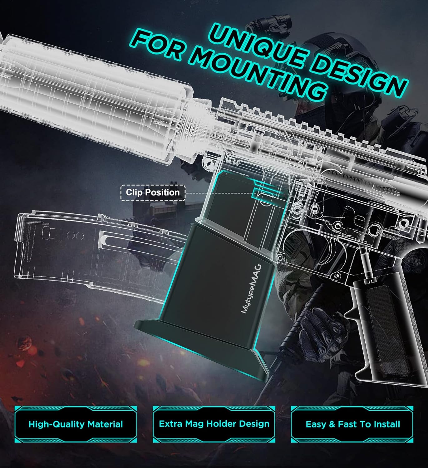 Gun Wall Mount with Universal Mag Holder for 223/5.56 Rifle, Vertical AR Wall Mount Display with Solid PA Material Afford 300Lbs of Holding Strength, AR Mags Storage Rack