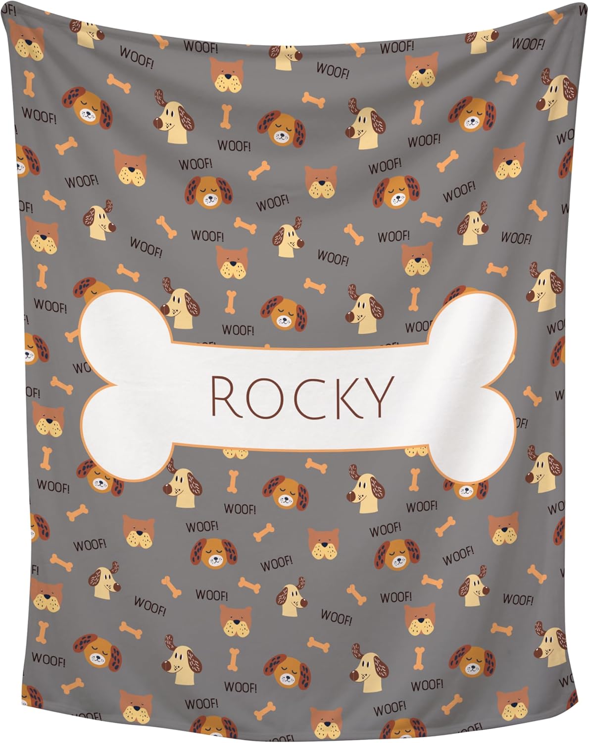 Prints Next Day – Custom 30" x 40" Plush Pet Lightweight Blanket with Name - Gift for Dog or Cat Owners - Personalized Couch Throw - Puppy Patterned - Printed in America