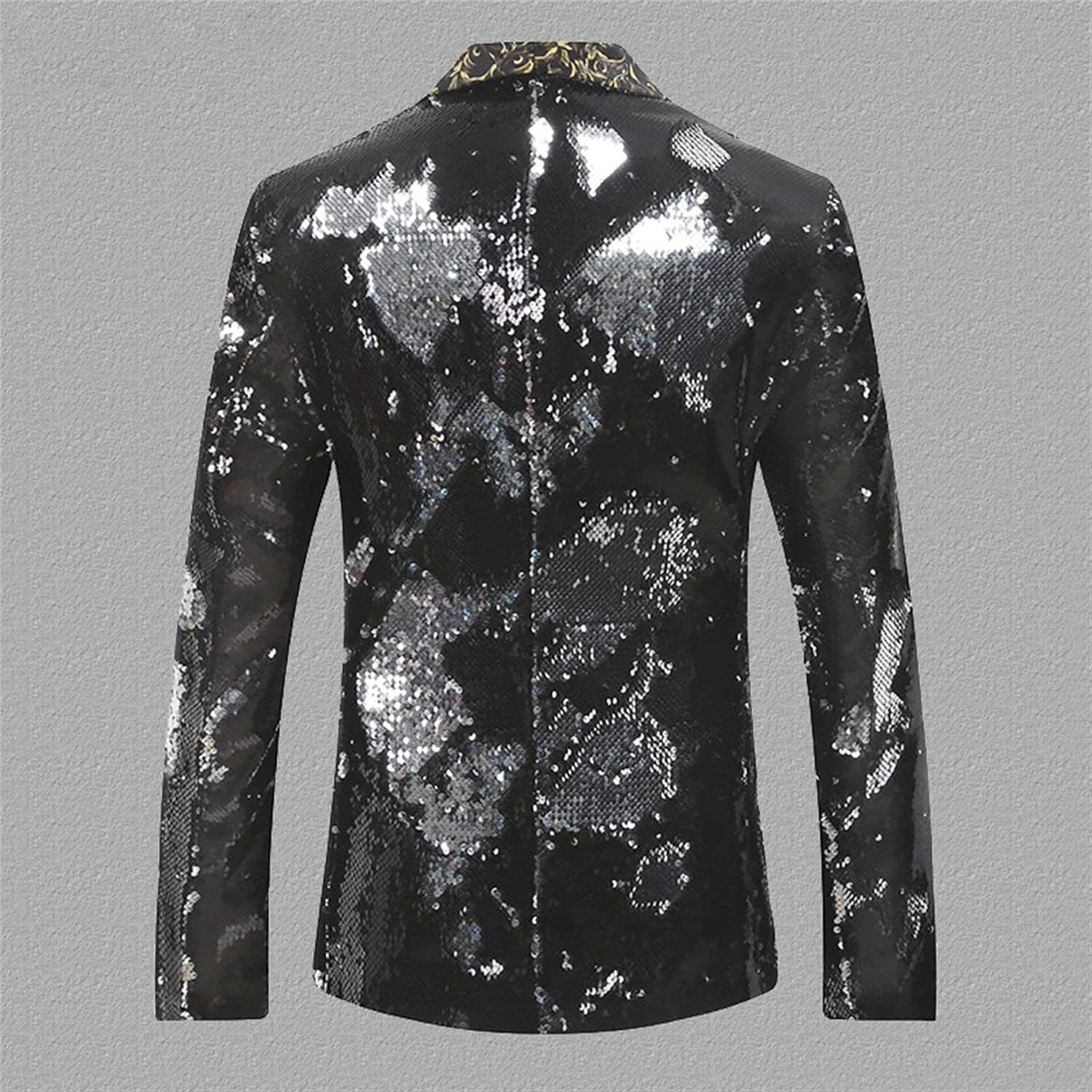 Mens Sequin Slim Fit Tuxedo Jacket 1 Button Shawl Lapel Shiny Sparkly Blazer Wedding Party Banquet Prom Suit Coat