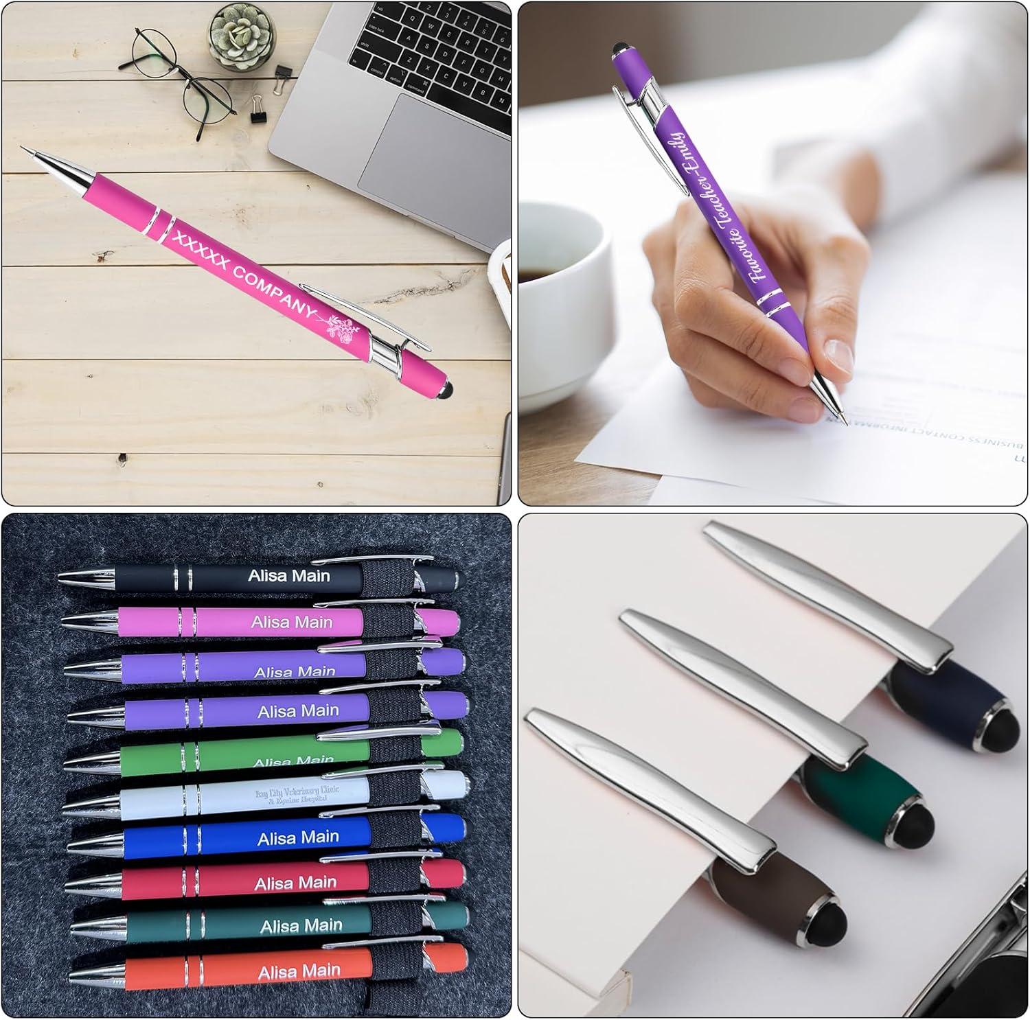 Personalized Pens Custom with Birth Flower Engraved Customized Stylus Pens Bulk with Name Text Logo Metal Ballpoint Pen Gift for Office Business School-500 Count