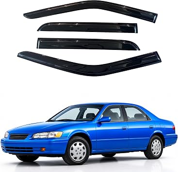 IG Window Visor for Toyota Camry 1997-2001, Rain Guard Tape-On Extra Durable Sun Wind Side Vent Window Deflector Mugen Style, 1997 1998 1999 2000 2001