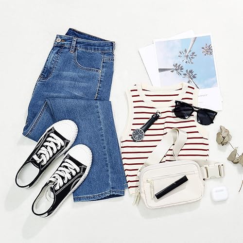 Miniatura 7 de WESTBRONCO Riñoneras para mujeres y hombres, bolsa para cinturón con 4 bolsillos con cremallera, riñoneras modernas, bolsas cruzadas ligeras con