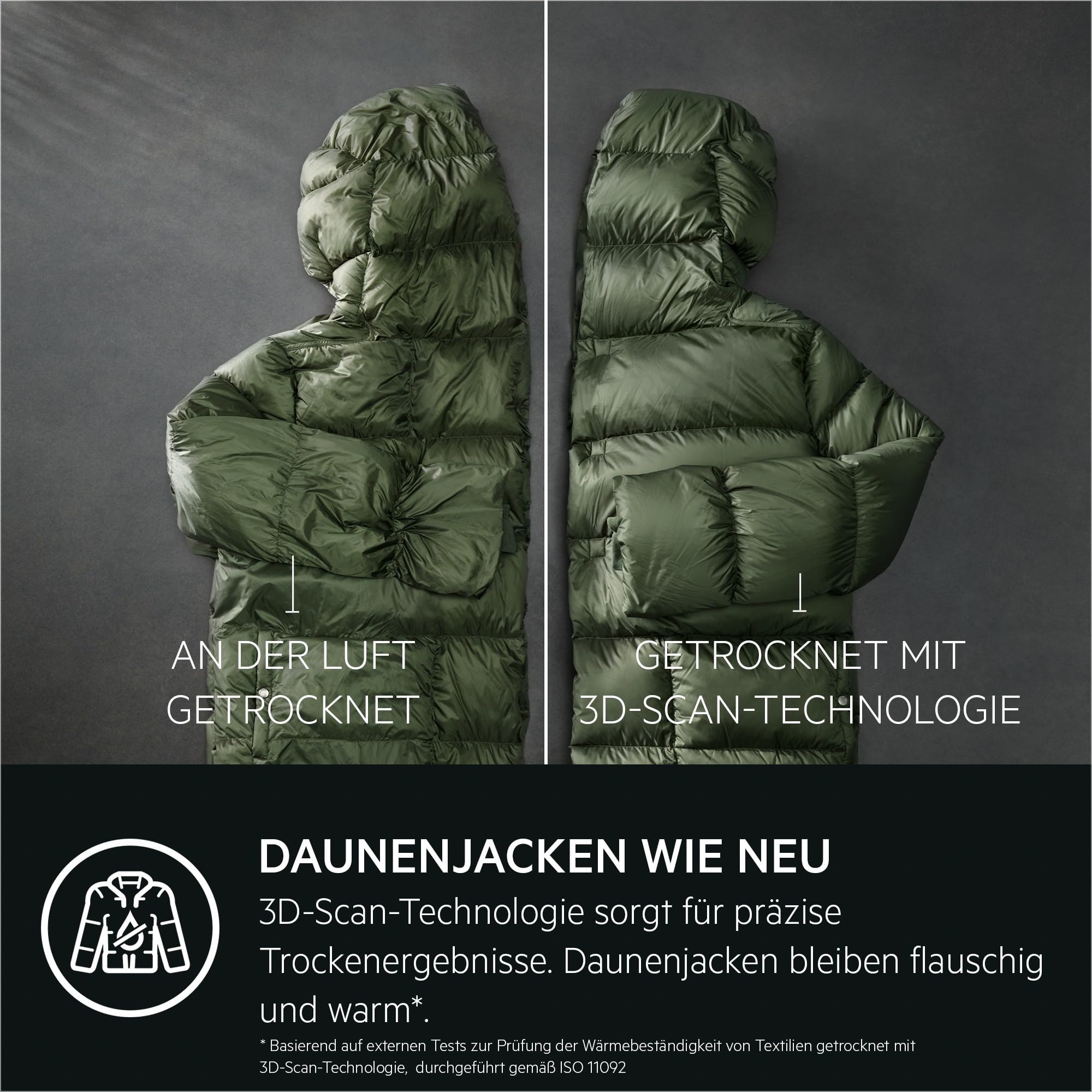 AEG Wärmepumpentrockner 8 kg, Serie 9000: AbsoluteCarePlus Daunentrocknung, Punktgenaue Trockenergebnisse mit 3D-Scan Restfeuchteermittlung, Energiekl. C, Trommelbeleuchtung, TR9H75680