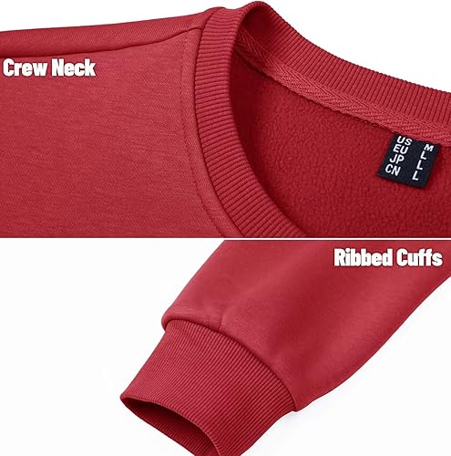 Miniatura 6 de MAGCOMSEN Sudadera de cuello redondo para hombre, de manga larga, informal, cálido, forro polar