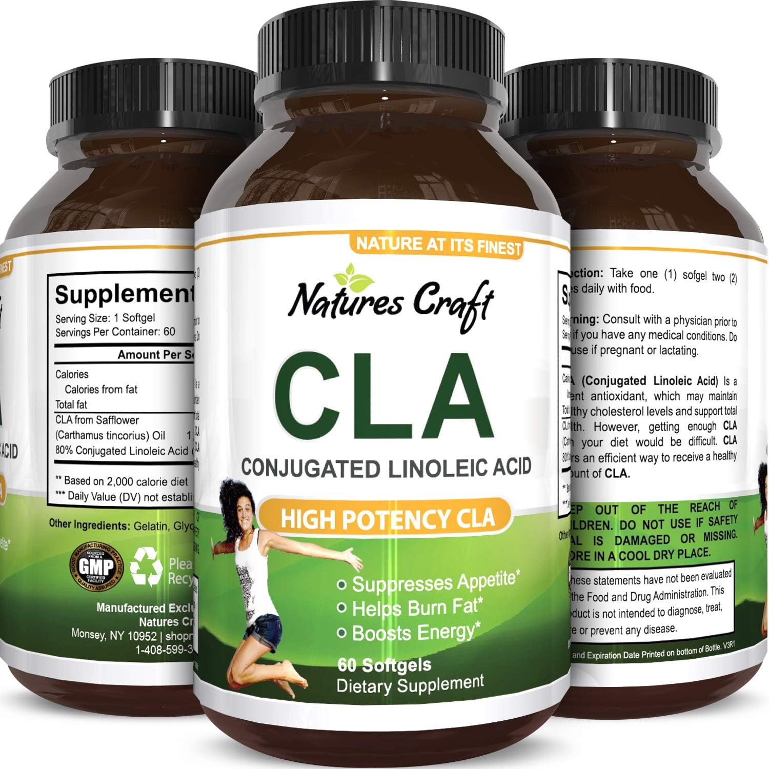 Pure CLA Supplement, Best Premium Quality ★ Highest Grade Safflower Oil (Best Formula) – 1000 Mg ★ All-Natural & Guaranteed by Natures Craft