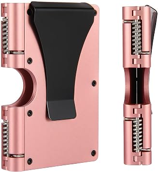 Wallet For Men - Reinvented Design Mens Wallet - Slim, Minimalistic & Seamless, Blocks RFID Scanners with a Money Clip Aluminum Pink