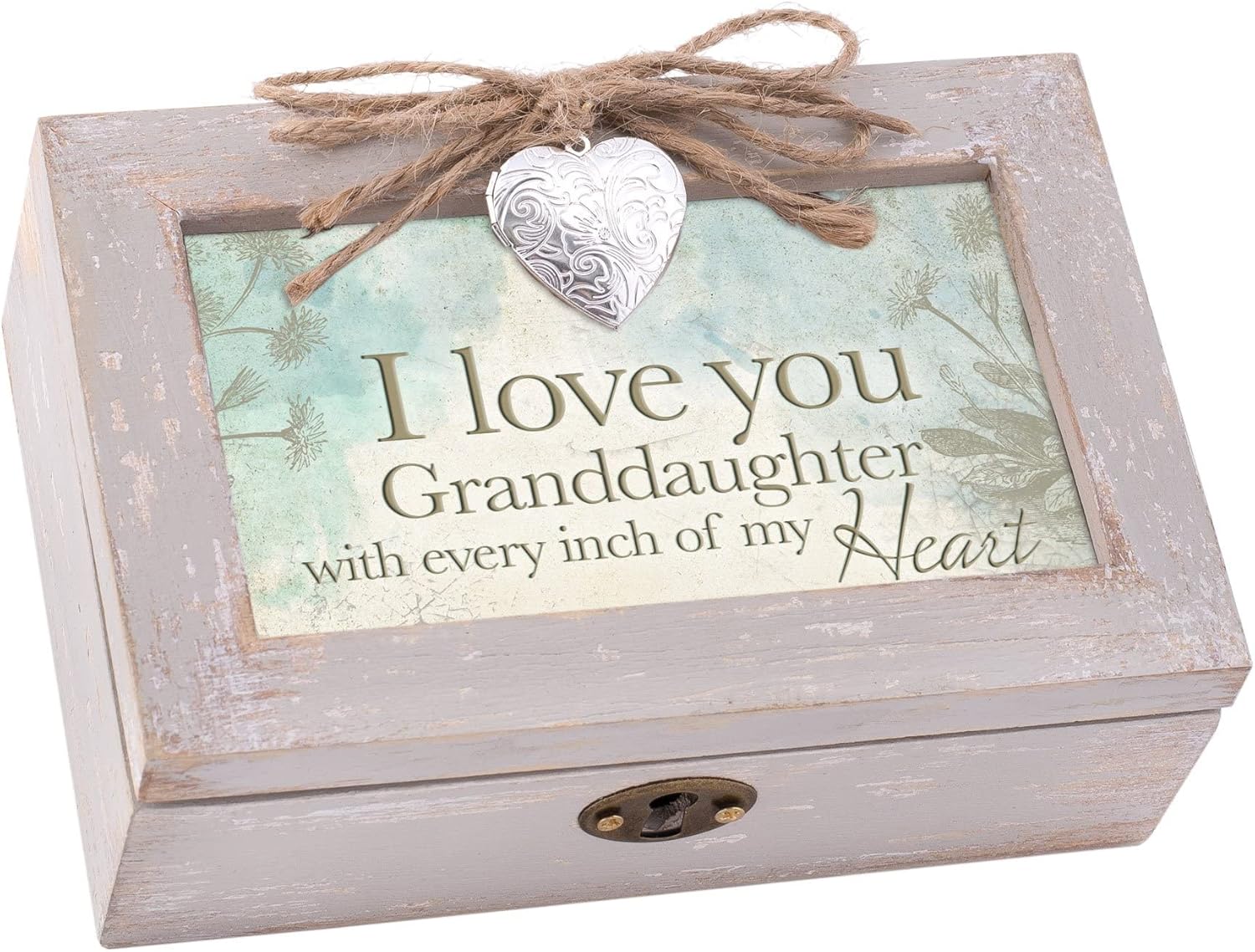 Cottage Garden Love You Granddaughter My Heart Petite Locket Distressed Natural Jewelry Music Box Plays Tune You are My Sunshine
