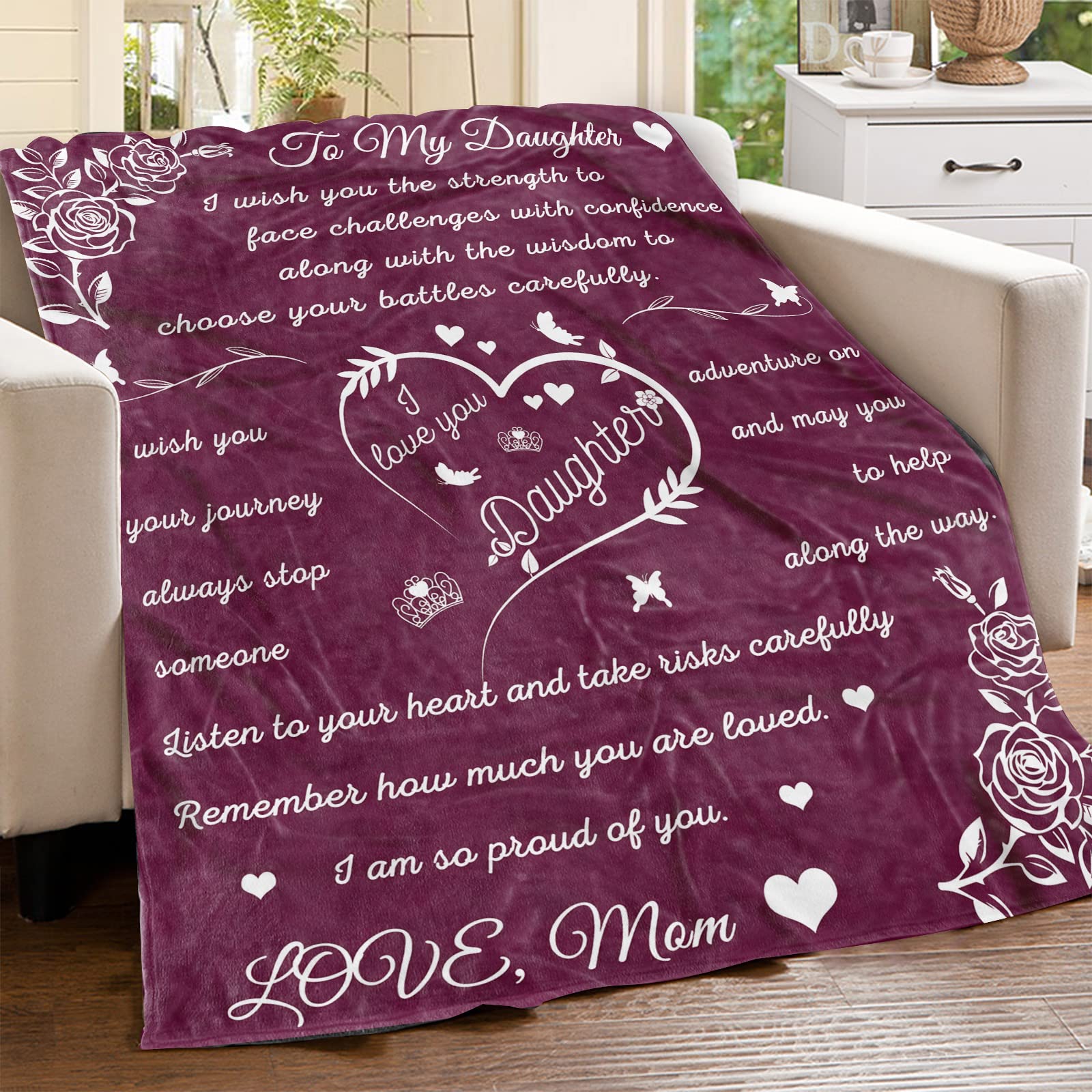 To My Daughter Flanell-Überwurf – Personalisierte Decke 152x127 Cm, Geschenk Für Tochter Von Mutter