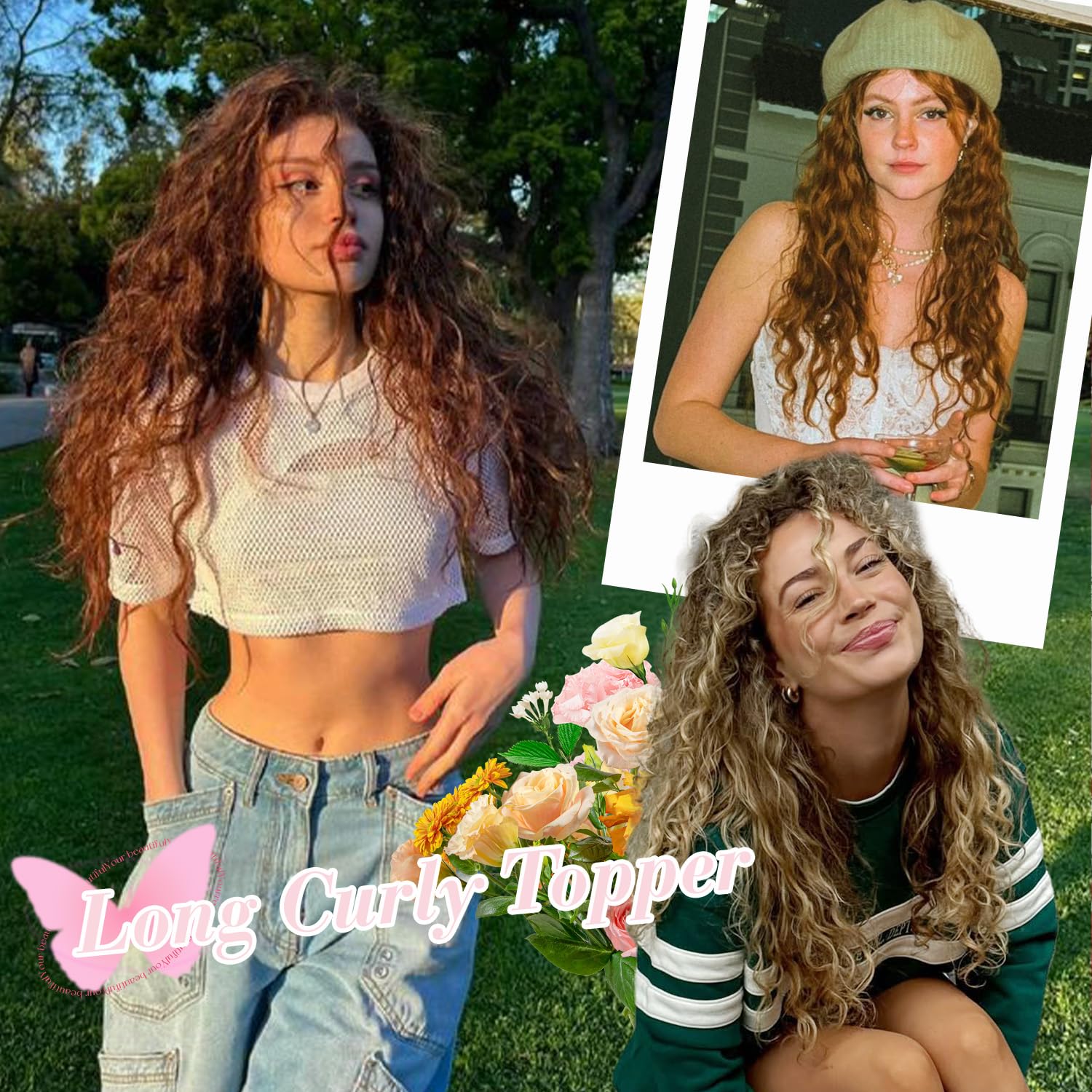Lightweight Curly Hair Topper Clip-In Extensions for Volume Coverage Amazon.com : Curly Hair Topper Lightweight, Natural-Looking  main image 2
