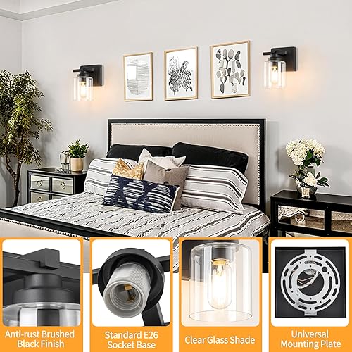 Miniatura 380 de 3 lámparas modernas de baño sobre el espejo, luces de tocador de oro negro para apliques de pared de baño con pantallas de vidrio blanco lechoso