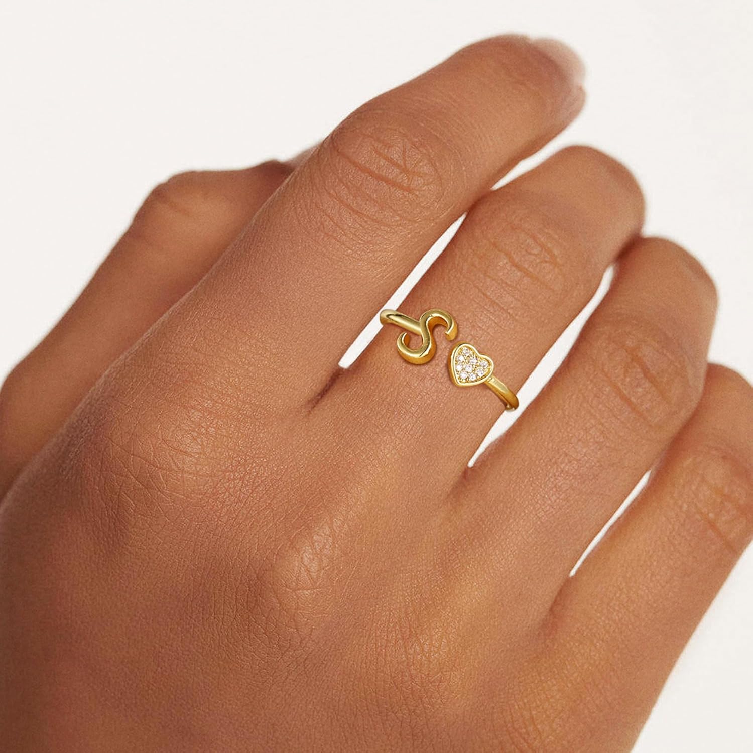 Valentines Day Gifts for Kids Teen Girls - Initial Rings, Dainty 14K Gold Plated Adjustable Letter Rings Stackable Cute Thumb Pinky Birthday Valentines Day Gifts Jewelry，Hypoallergenic Jewelry - Image 7