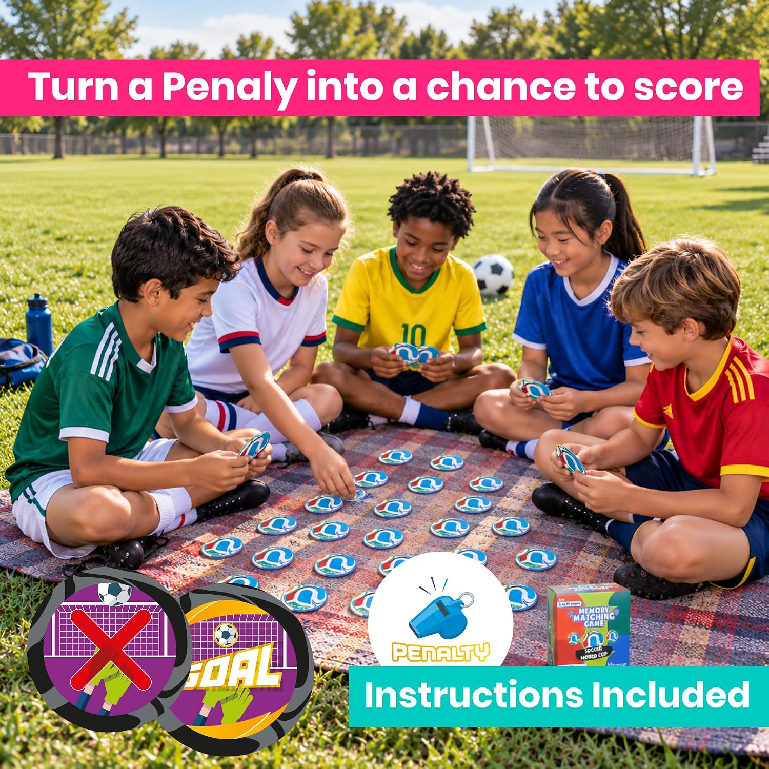Menique Soccer World Cup 2026 Memory Matching Game - 143 Cards with 64 National Team Flag Pairs & 15 Action Cards - Family Soccer Game for Kids & Adults image 5