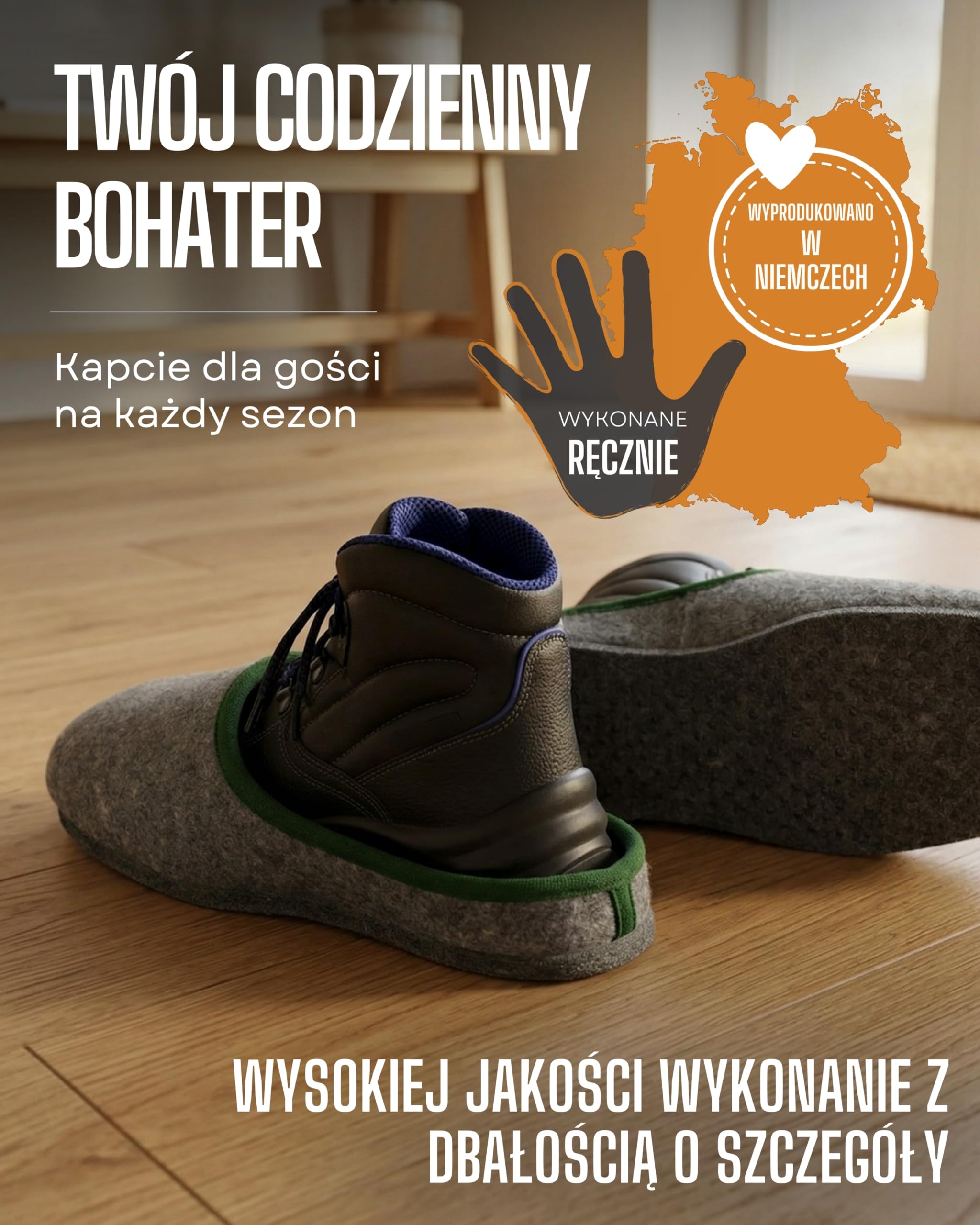 Pantoffelmann kapcie muzealne na buty robocze I Do rozmiaru 46 I Filcowe ochraniacze na obuwie robocze I Chronią podłogi przed brudem & zarysowaniami I Kapcie dla gości