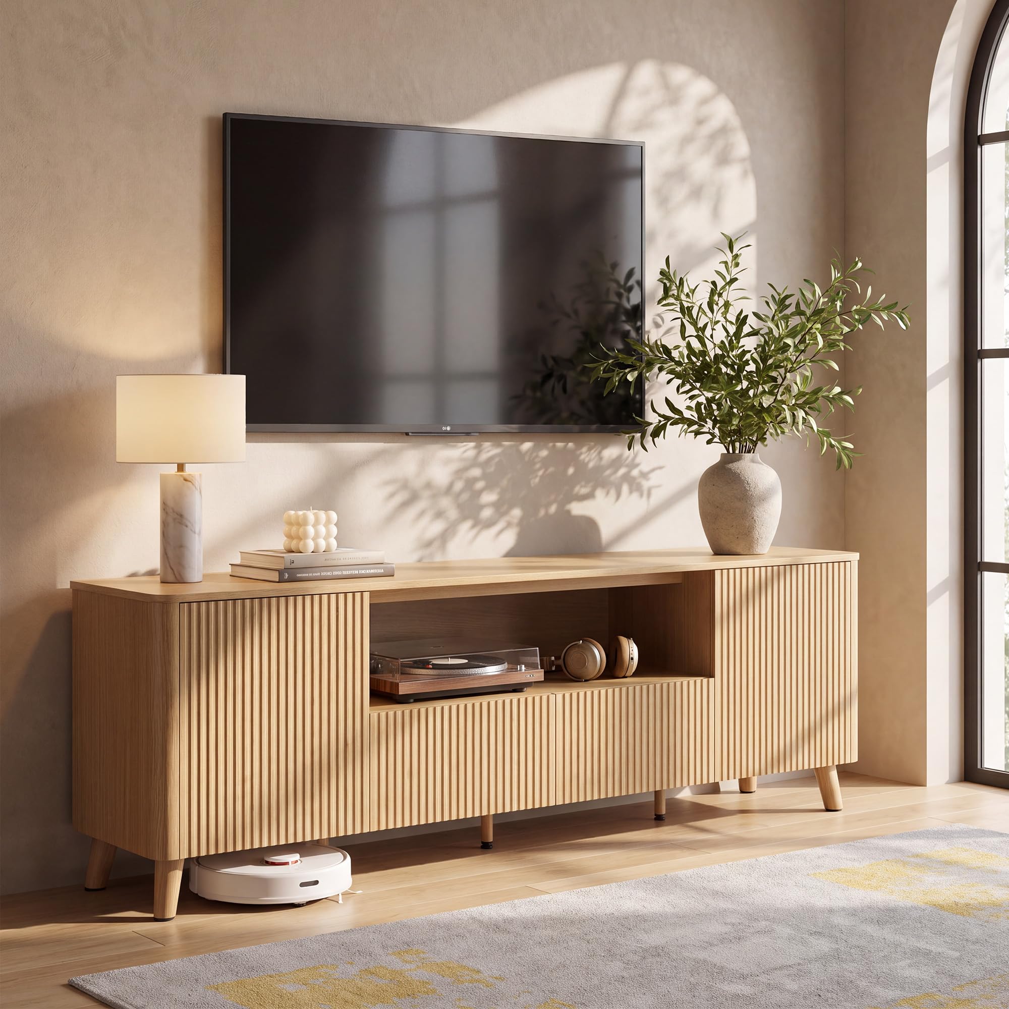 Amazon｜CHITA 70インチ ミッドセンチュリー モダンテレビスタンド 80