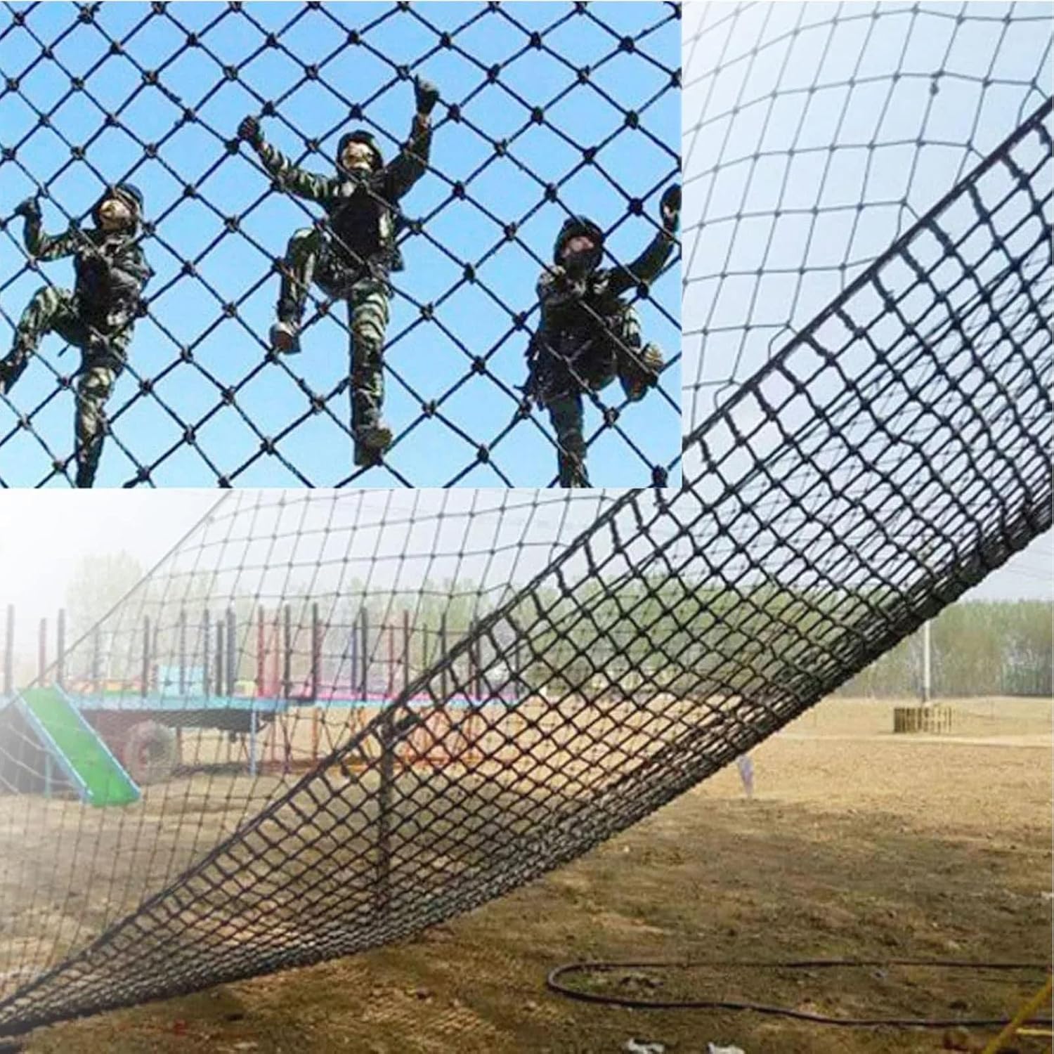 Kids Climbing Net - Outdoor Cargo Rope Ladder, Swing Set Accessories for Tree House Playground, Obstacle Course Training, Jungle Gym Equipment, 1m x 2m