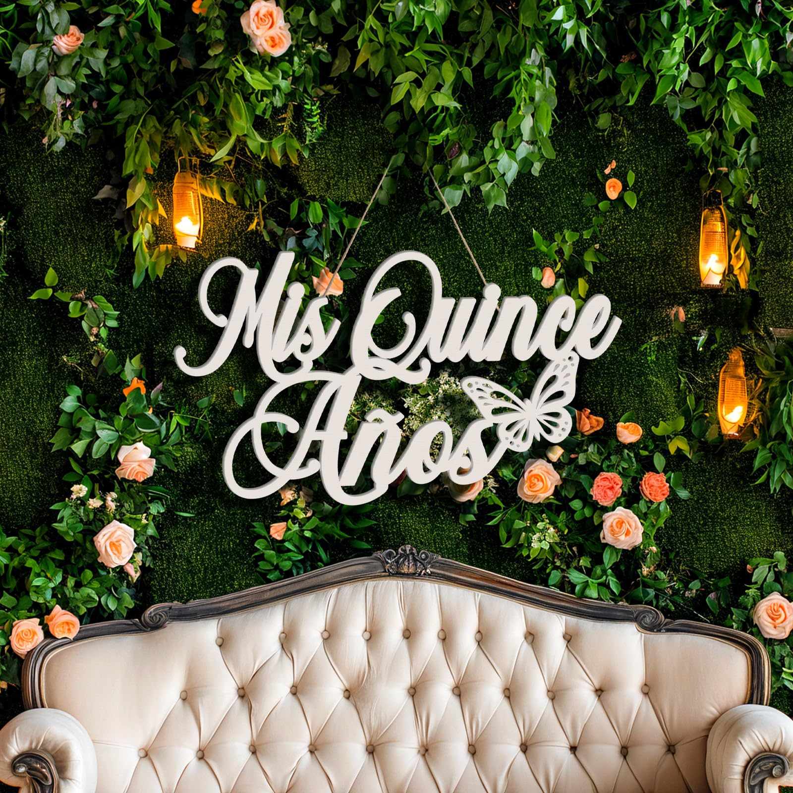 Yuntau Mis Quince Años Sign Quinceanera Decor 15th Birthday Party Backdrop