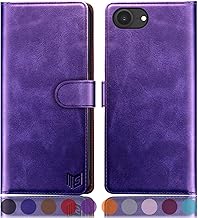 SUANPOT compatible with iPhone 16e/iPhone 17e 6.1" case with [RFID Blocking][Credit Card Holder],PU Leather Flip Book Protective Cover Women Men for Apple 16e Phone case Purple