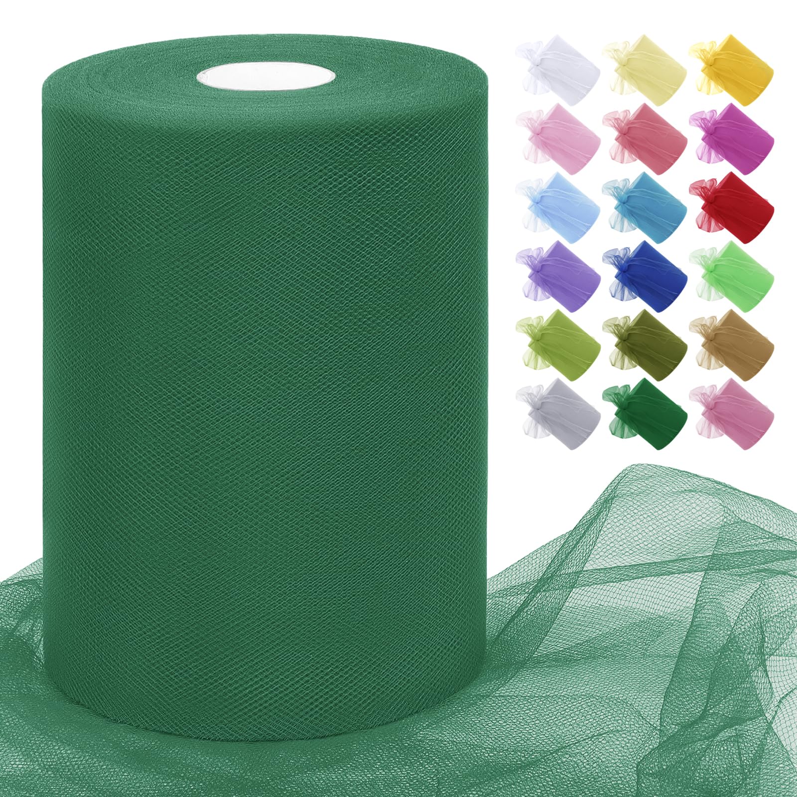 Uiopa Lake Green Tulle Fabric Roll 15cm x 91m Polyester Netting Fabric Mesh Tulle Ribbon for Tutu Skirts, Gift Wrapping, Birthday/Party/Wedding Decoration, DIY Projects