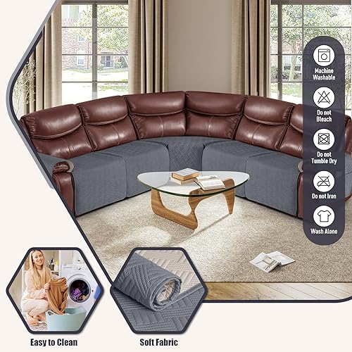 Miniatura 6 de KinCam Fundas impermeables para sofá modular reclinable, fundas de sofá reclinable de gran tamaño para sofá en forma de L, funda de sofá