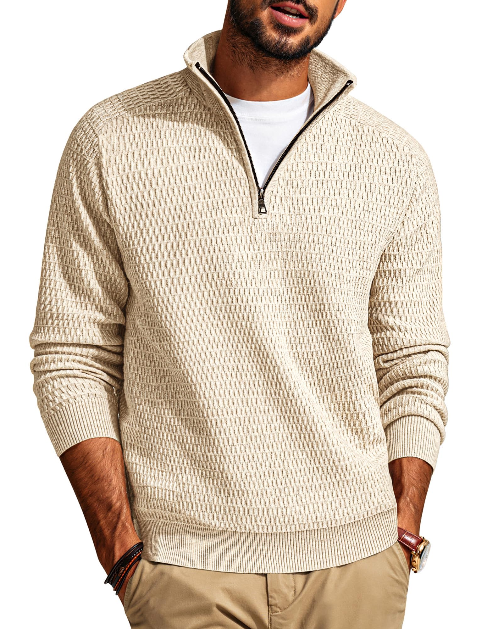 PJ PAUL JONES Pullover Herren Troyer mit Reissverschluss Arbeitspullover