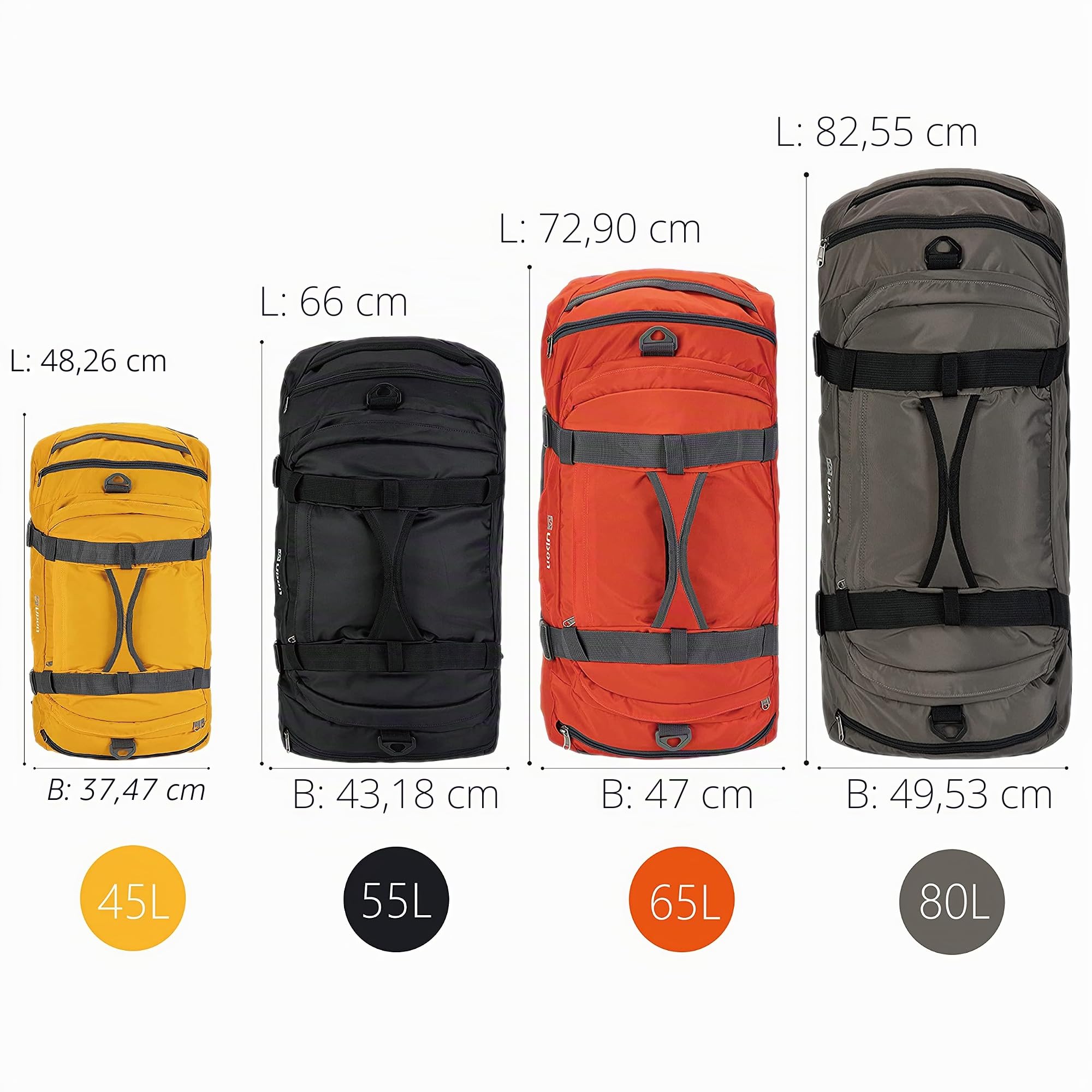 Ubon Faltbare Reisetasche Wasserdicht Sporttasche Groß mit Fach Schwarz 65L