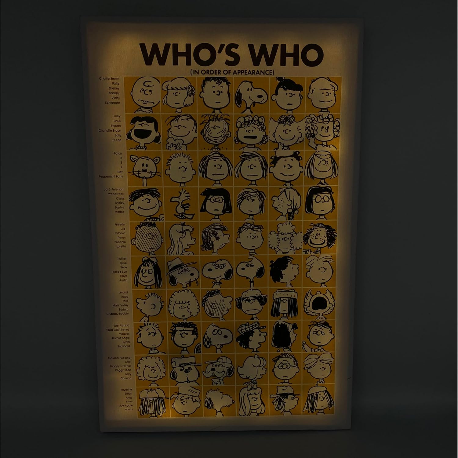 Mark Feldstein, Peanuts Who's Who Characters LED Wrapped Canvas Wall Art, 16 x 12 Inch