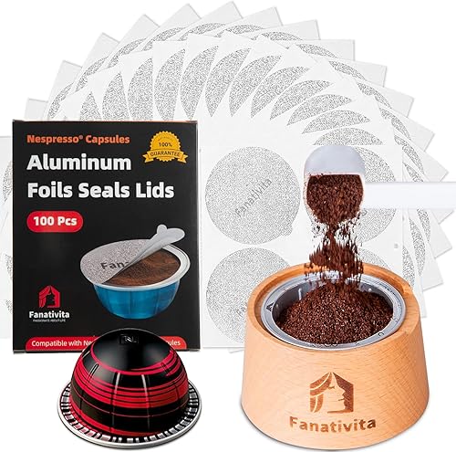 Fanativita Kit de sellos de papel de aluminio con 150 fundas para cápsulas Vertuo reutilizables (producto agregado)