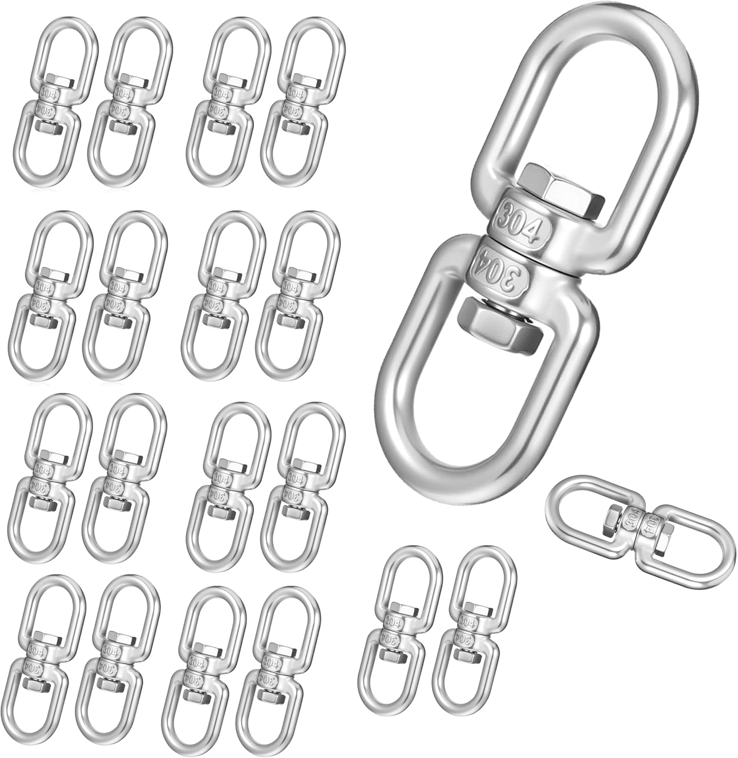 Double Ended Swivel Eye Hook,Eye to Eye Swivel Shackle Ring Connector, 304 Stainless Steel 20 Pieces M5