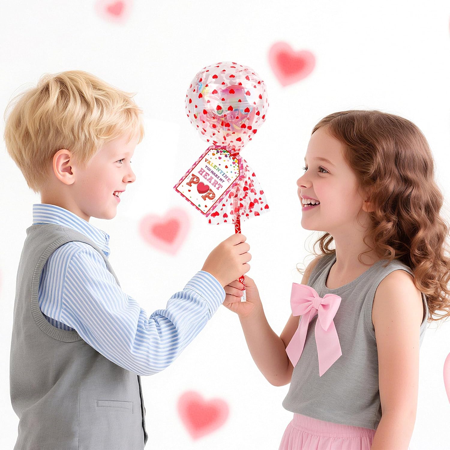 28 Pack Valentine’s Day Gifts for Kids Classroom – Giant Lollipop Stationery Sets with Valentine Cards, Pencils, Erasers, Stickers, Rulers & Sharpeners, Cute Non-Candy School Exchange Party Favors