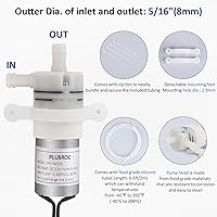 Vista 3 de PlusRoc 12V DC Small Water Transfer Pump 1.3LPM Mini Self Priming Micro Pump with Food Grade Pipe and Power Adapter, For Ice Maker Coffee Machine