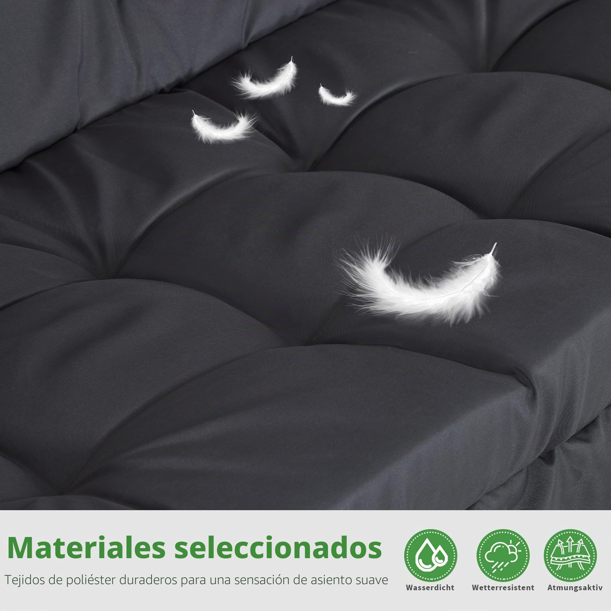 M MCombo columpio de jardín de 3 plazas con función de cama, con cojín extra grueso y toldo parasol, columpio de jardín con capacidad de carga hasta 300 kg, 201x125x173 cm, banco balancín para