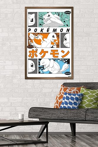 Miniatura 2 de Trends International Pokémon - Póster de pared de anime Trio, 34 pulgadas de largo x 22.4 pulgadas, versión enmarcada en bronce