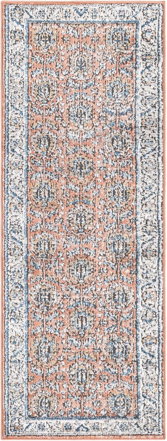Unique Loom Nyla Collection Area Rug - Princess (2' x 6' 1" Runner, Salmon Pink/ Brown)