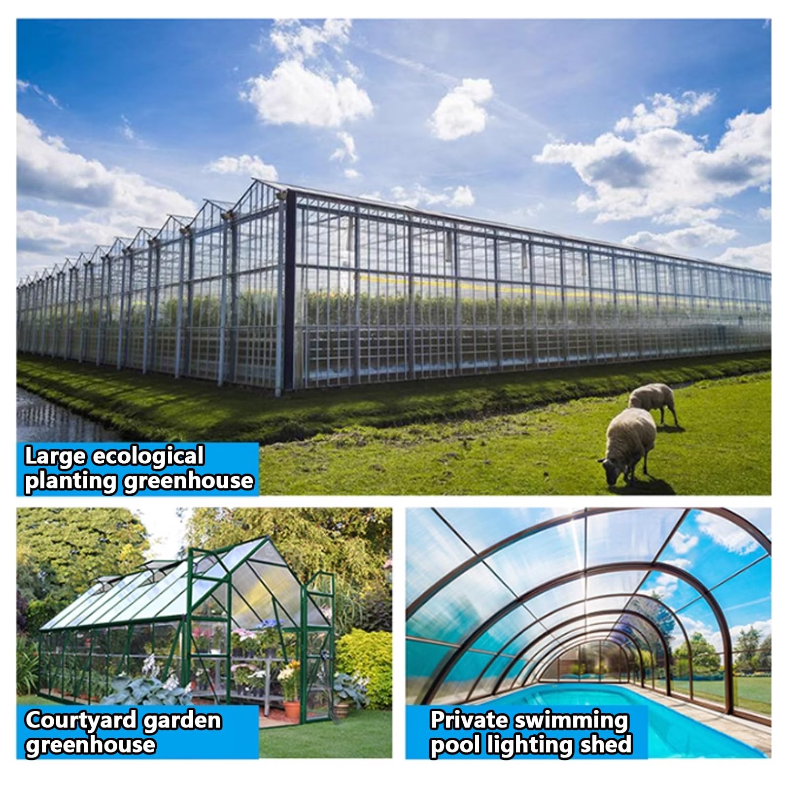 2MM Planchas De Policarbonato, Láminas De Plástico para Techos De Invernaderos,Protección UV Paneles De Techo Transparente,Planchas Revestimiento De Repuesto para Invernadero