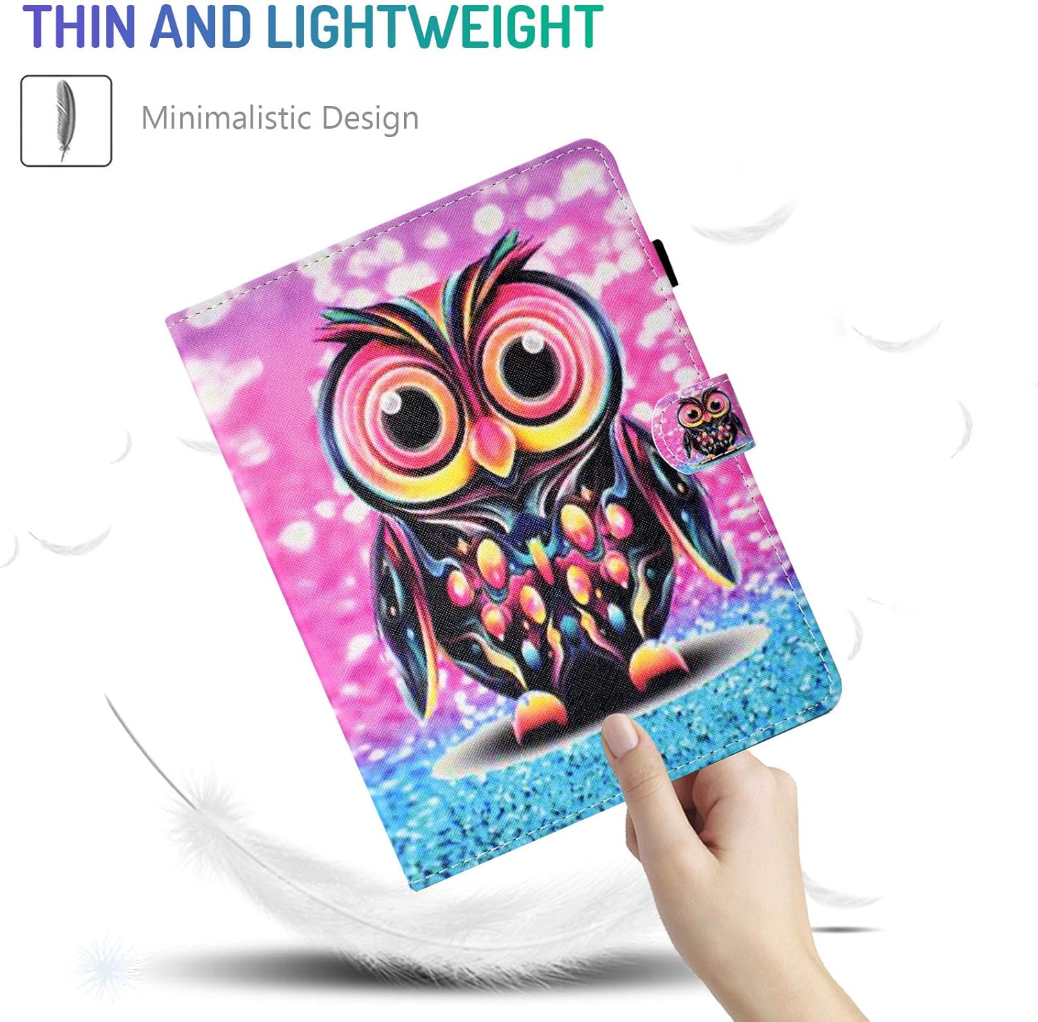 Dteck Universal Case for 7 Inch Display Tablets - Foldable Lightweight Flip Cute Stand Case for Fire 7 Tablet /Galaxy Tab 7-Inch /Onn 7 Inch /Dragon Touch 7 Inch /Android Tablets 7 Inch (Lovely Owl)