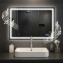 CLP Jaffrey Bathroom Mirror, Bluetooth Speaker, Anti-Fog, Wall Mirror with LED Lighting, Dimmable, Size:50x70cm