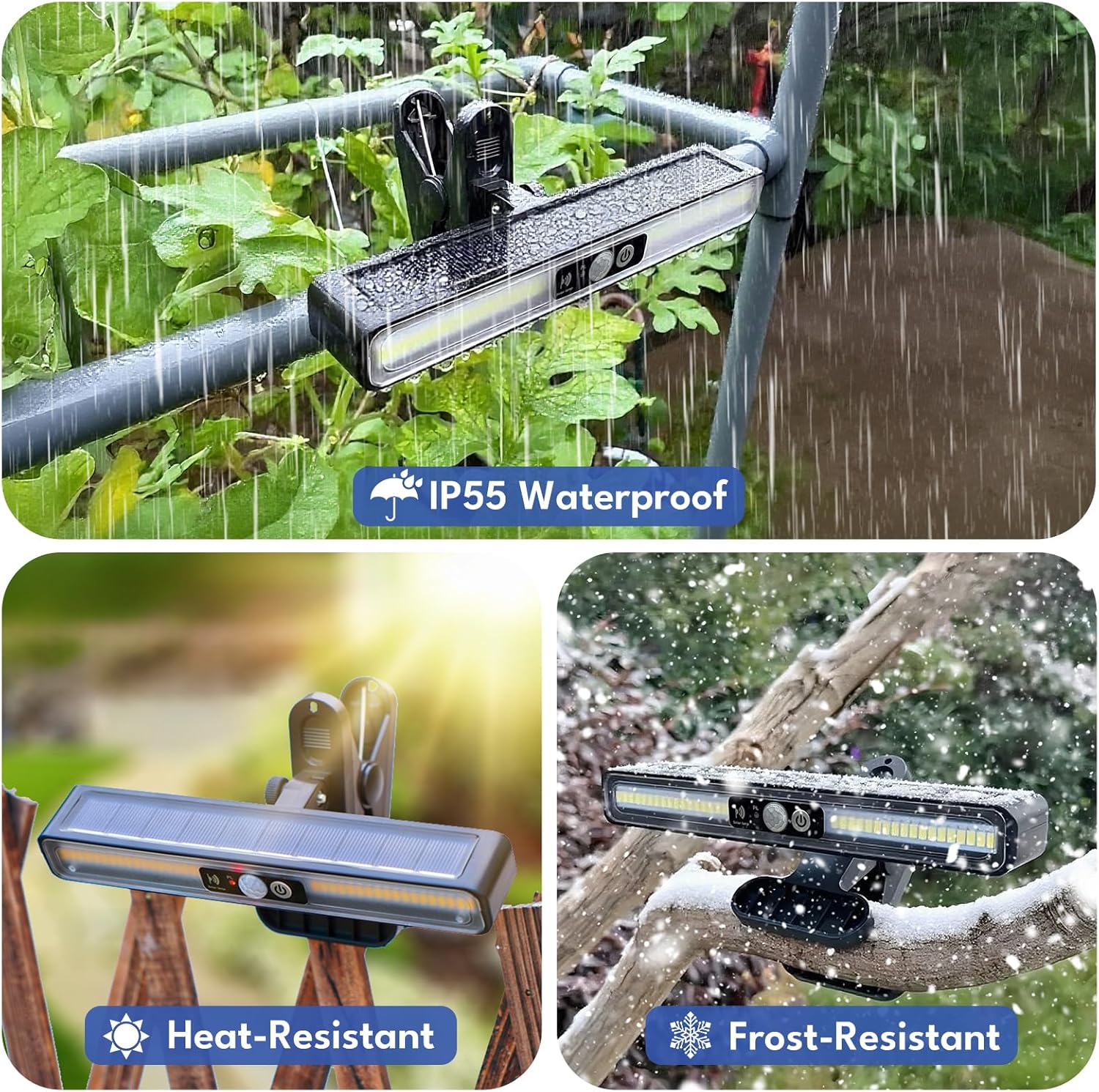 Clip On Solar Motion Lights Outdoor - 4 Pack, 3 Modes Fence Lights Solar Powered, 36 LEDs 6500K Waterproof, Portable Security Light for Yard, Camping, Garage(Cold White)