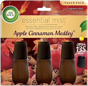Air Wick Essential Mist Refill 3 ct Apple Cinnamon Medley Essential Oils Diffuser Air Freshener Fall scent Fall