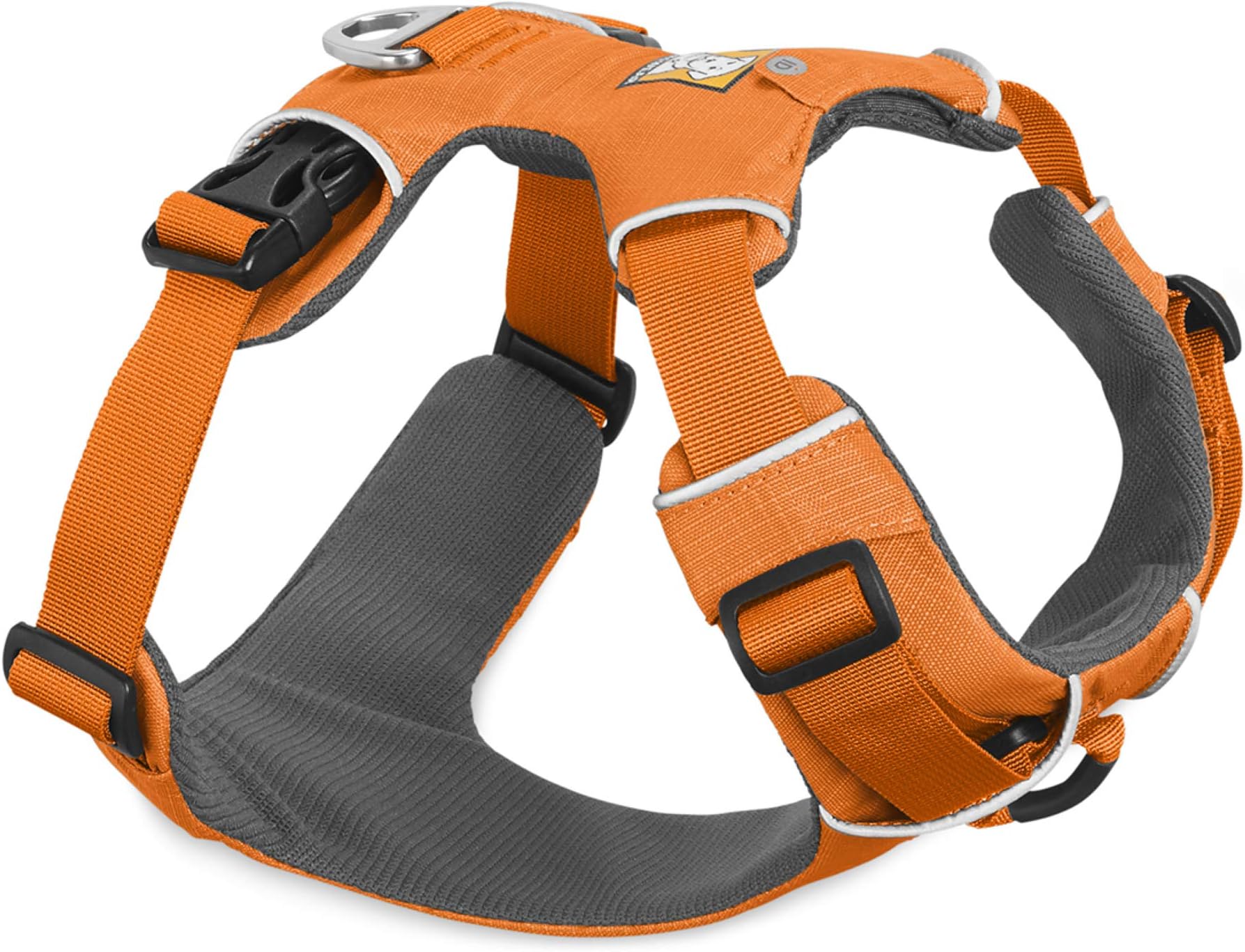 Ruffwear, Front Range Dog Harness, Reflective Soft Padded Everyday Harness with Dual Leash Clips, Adjustable and Lightweight Fit for Training or Walking for All Dogs, Orange Poppy, Small