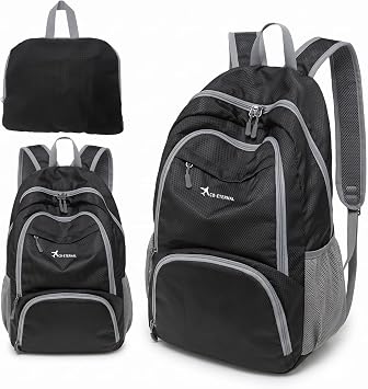 Foldable Travel Backpack 35L Hiking Backpack Waterproof Rucksack Black