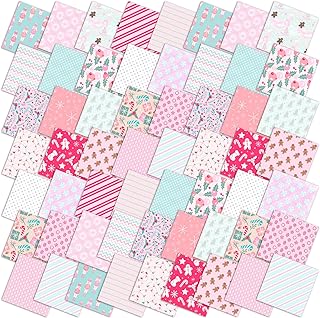 Oudain 60 Pcs 10 x 10 Inch Pastel Christmas Quilting Fabric Squares Vint...