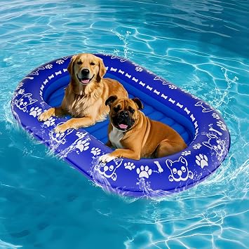 Extra Large Dog Pool Float, Heavy-Duty Inflatable Pet Raft for Dogs Up to 200 lb, Non-Slip & Durable Pool Mat for Lake, River, Water Floating for Small/Medium Pets, Durable PVC Nylon Fabric
